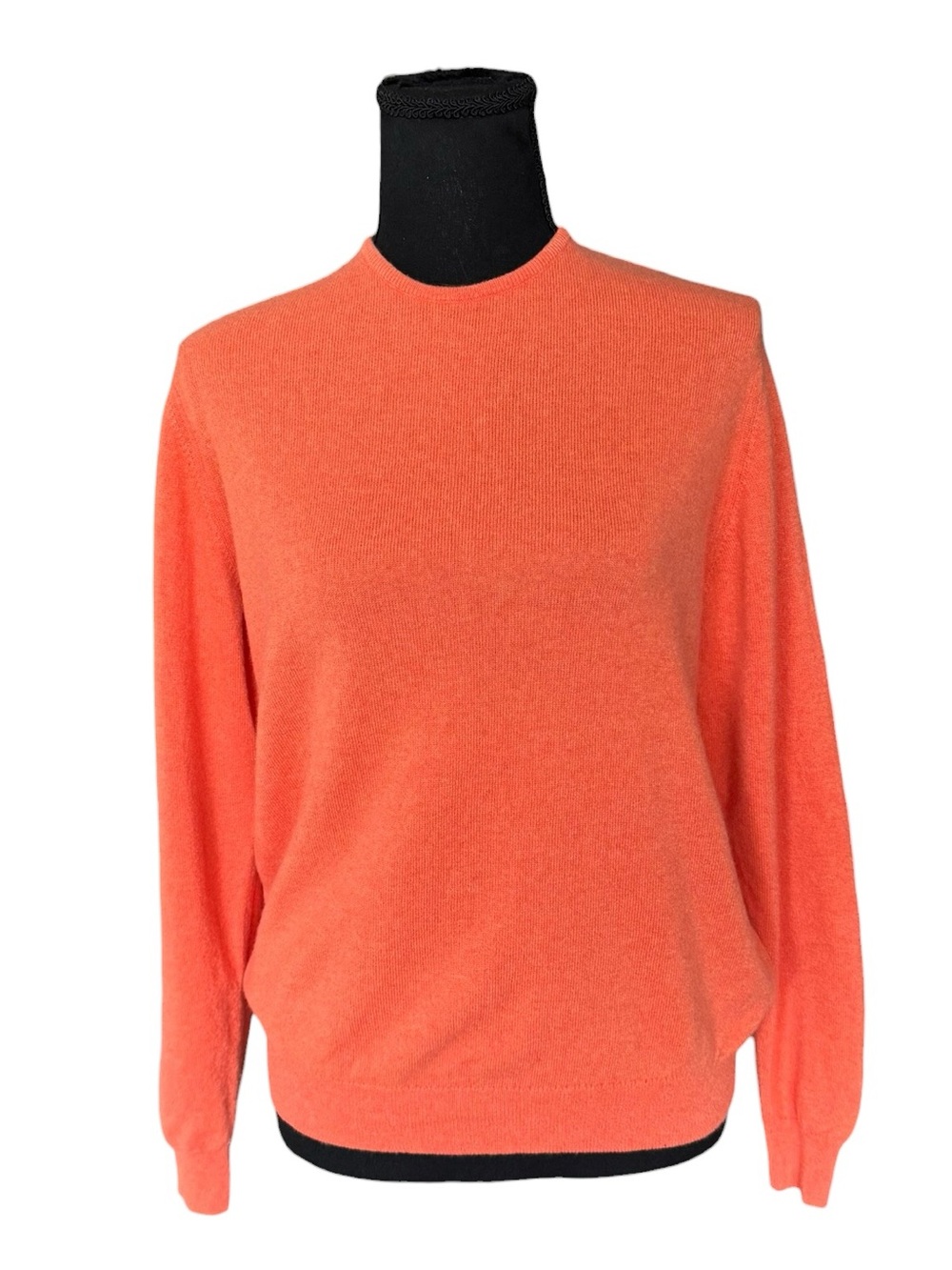 William Lockie 100% Cashmere Sweater Women’s L Coral Orange Made in Scotland